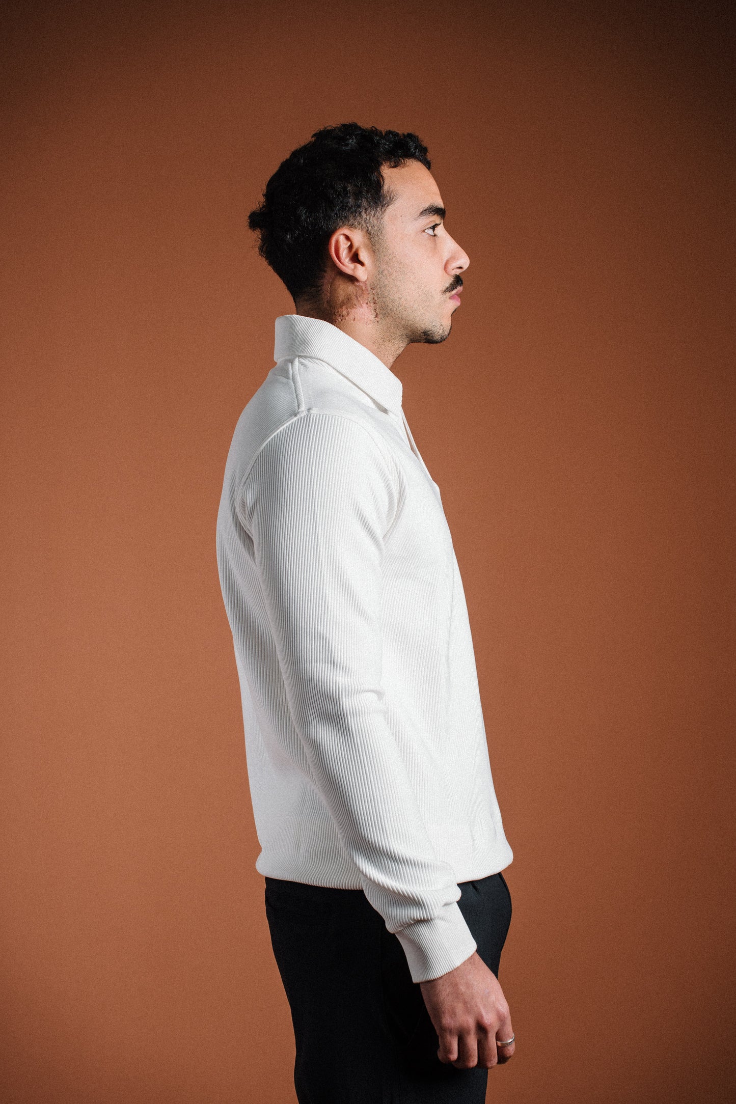 White Long Sleeve Polo