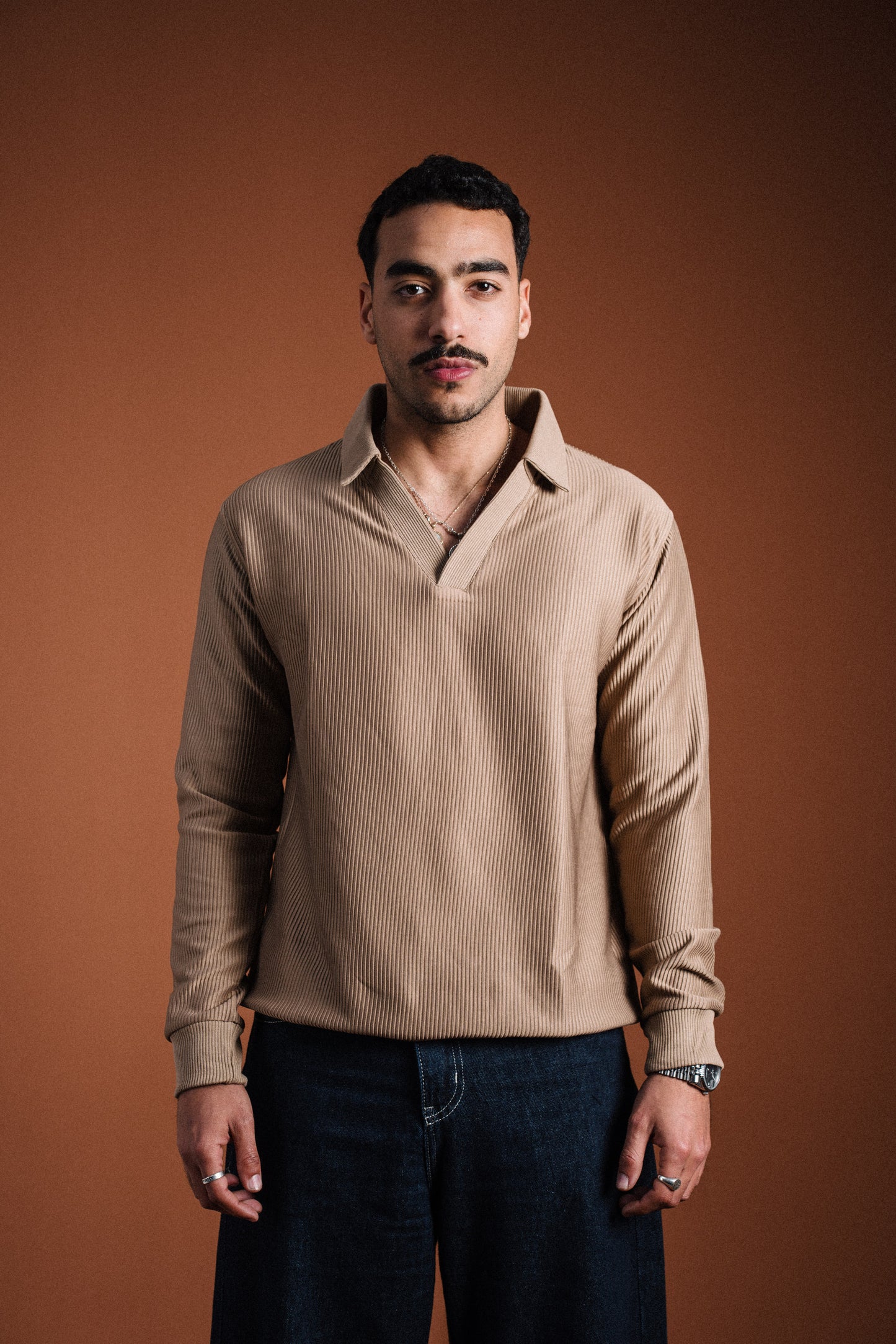 Brown Long Sleeve Polo