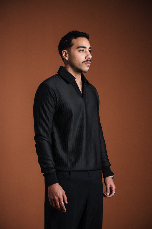 Black Long Sleeve Polo