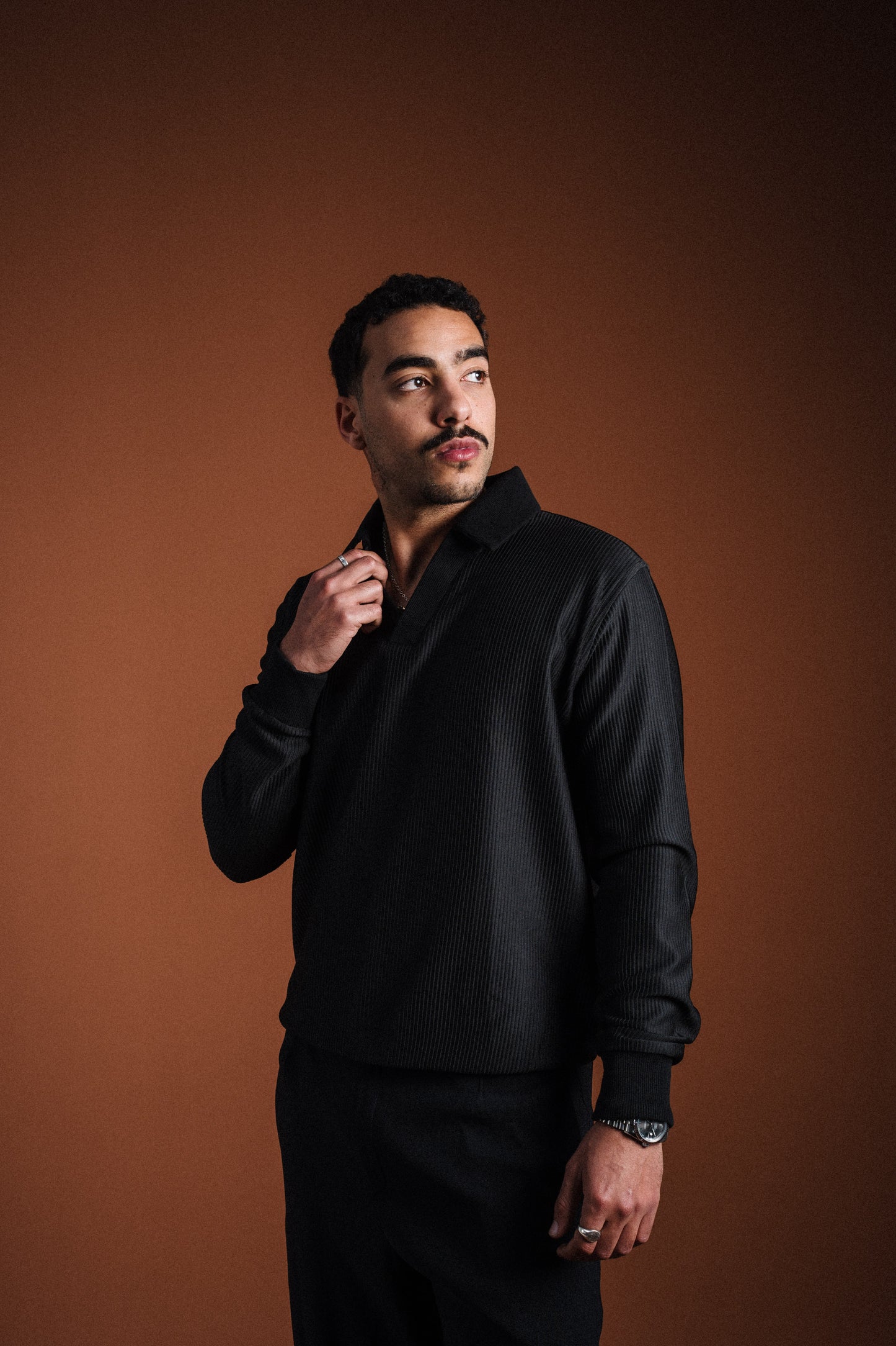 Black Long Sleeve Polo